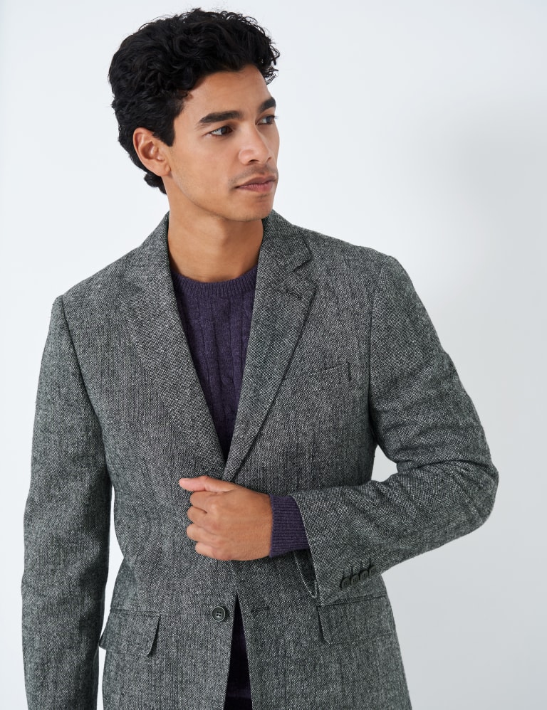 Wool Blend Textured Blazer
