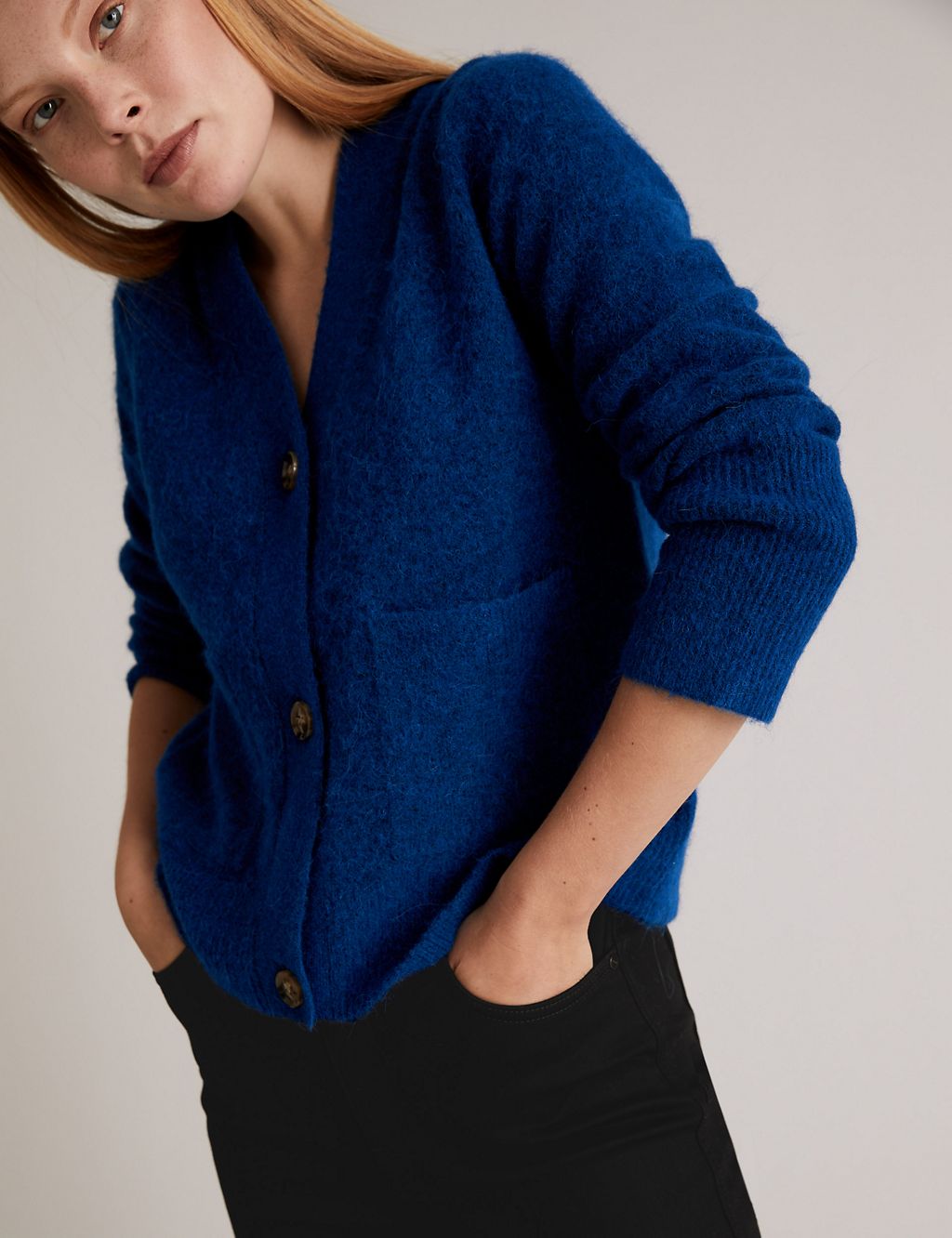 Wool Blend Textured Button Front Cardigan 3 of 6
