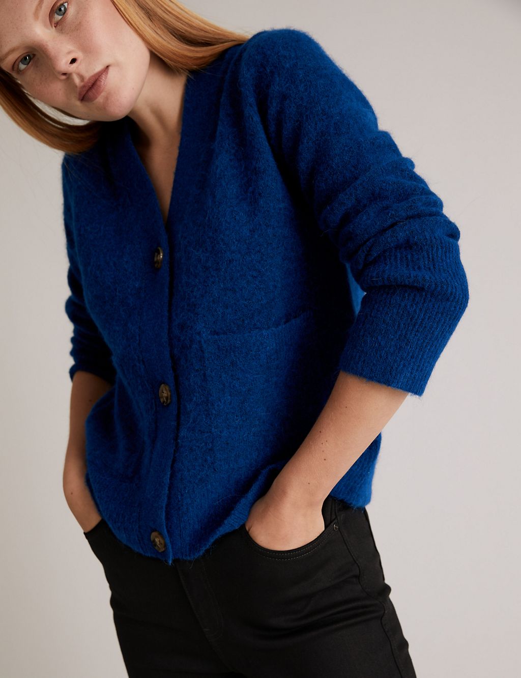 Wool Blend Textured Button Front Cardigan 4 of 6