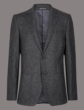 Wool Blend Textured Tailored Fit Jacket Image 2 of 7