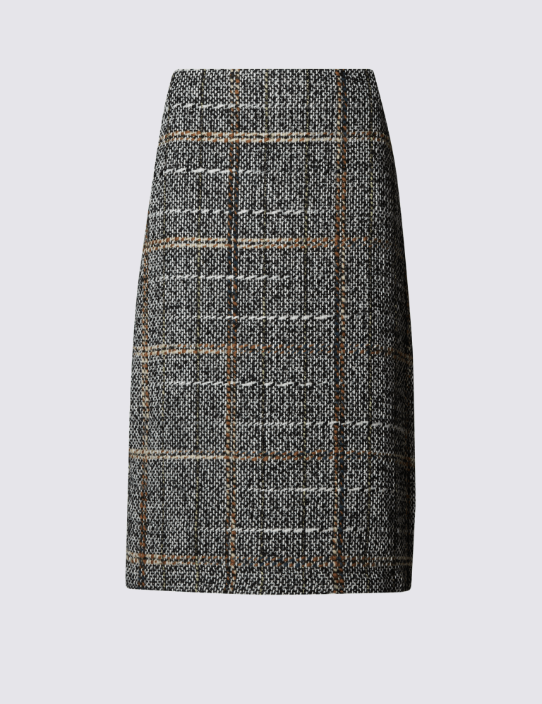 Wool Blend Tweed A Line Skirt Classic M S