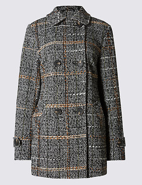 Wool Blend Tweedy Double Breasted Coat Image 2 of 4