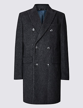 Wool Blend Twill Peak Collar Overcoat Image 2 of 6