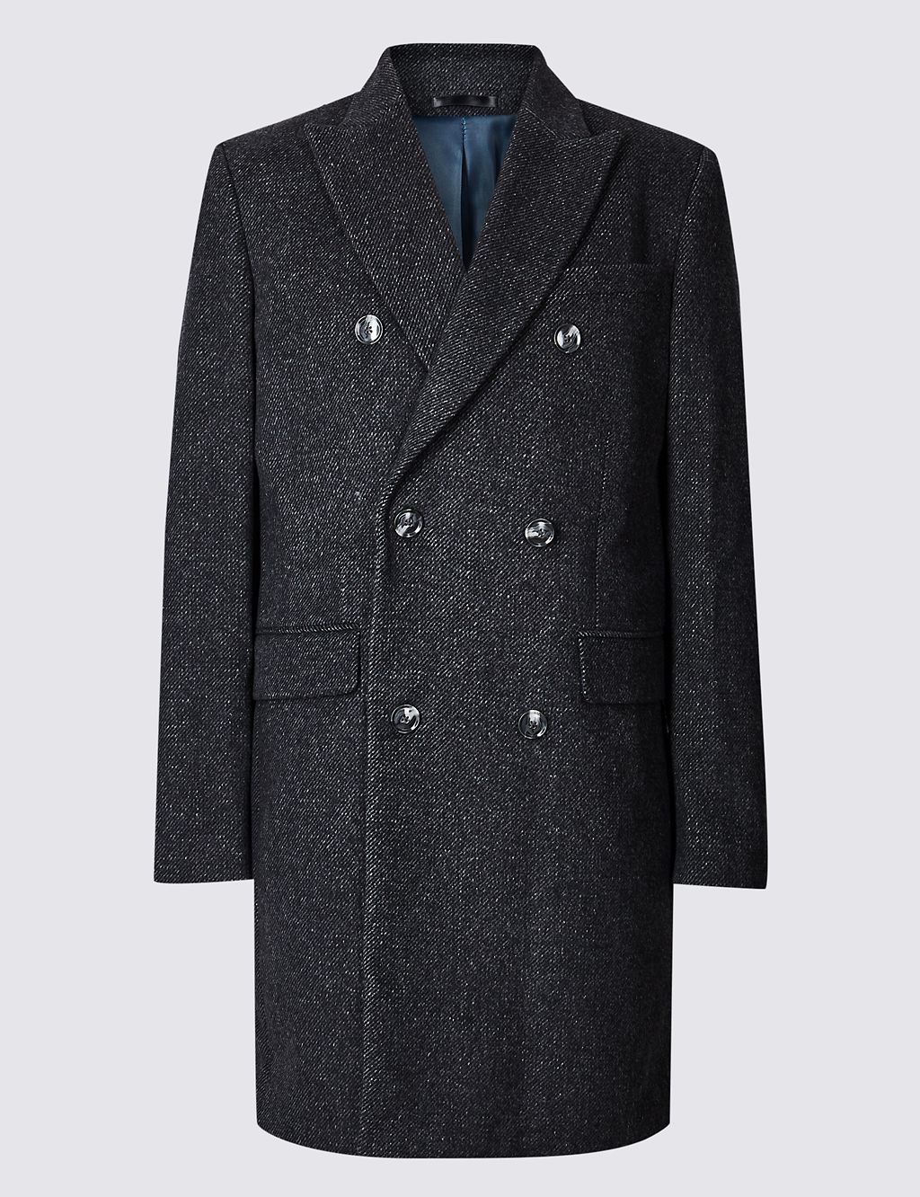 Wool Blend Twill Peak Collar Overcoat 1 of 6
