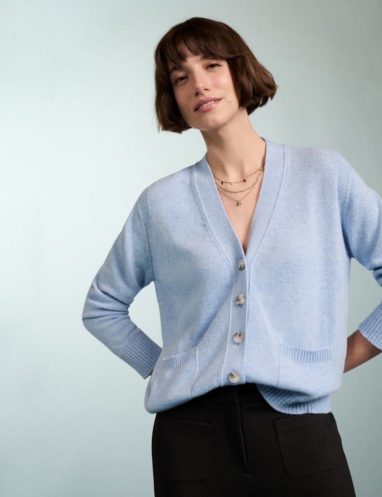 Wool Blend V-Neck Cardigan with Cashmere 4 of 5