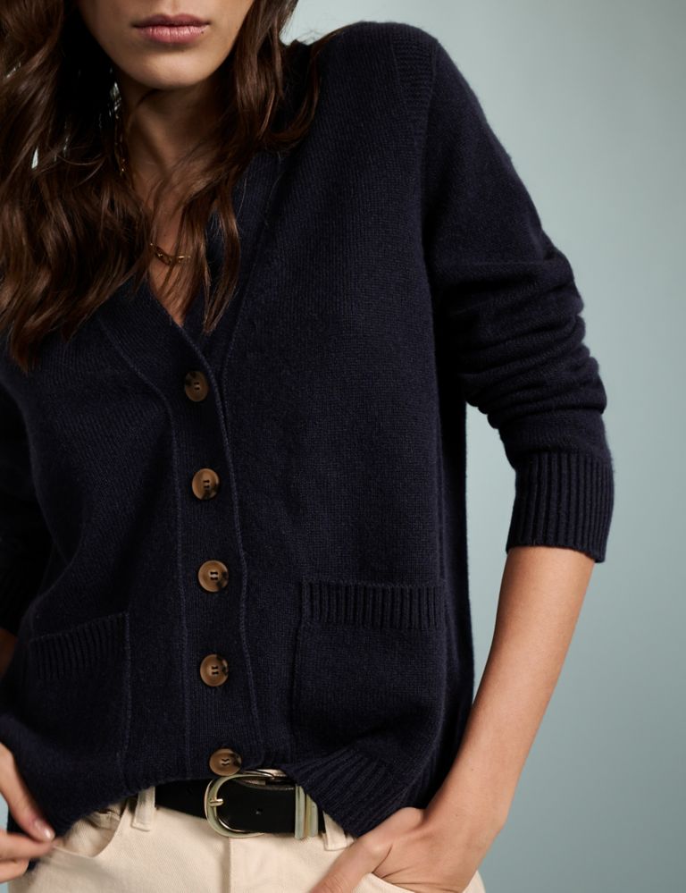 Wool Blend V-Neck Cardigan with Cashmere 5 of 5