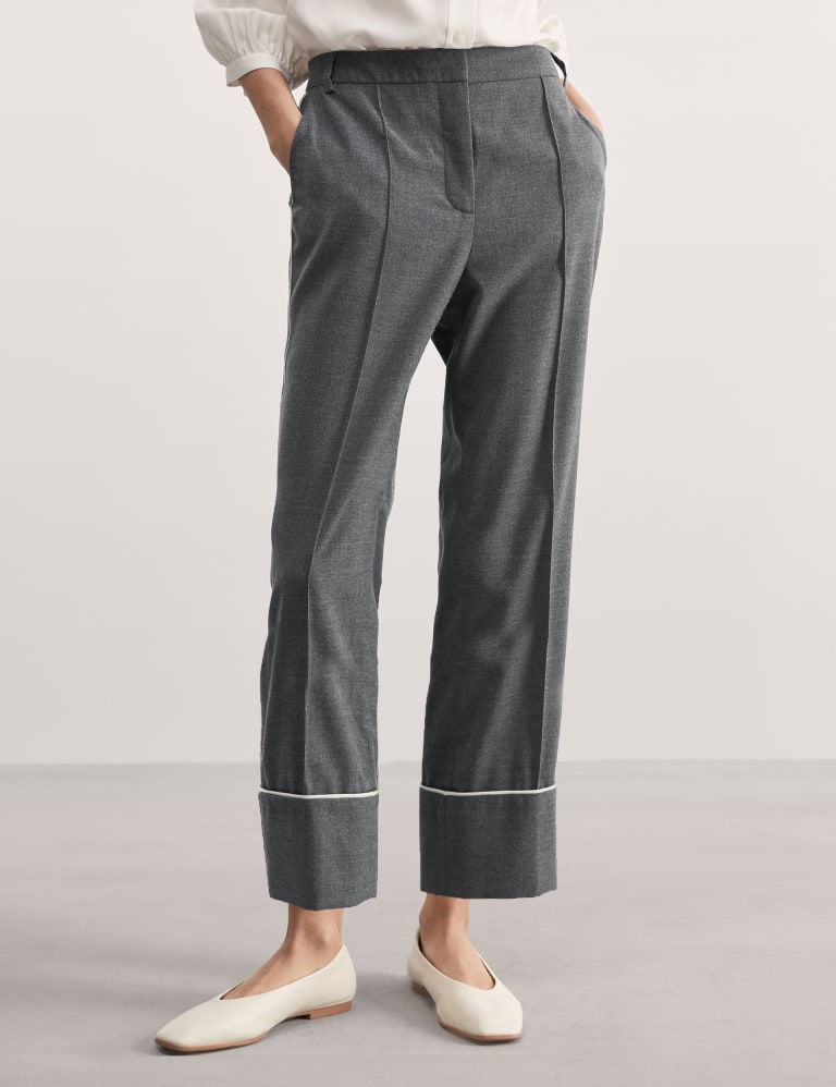 Grey wide leg cropped shop trousers
