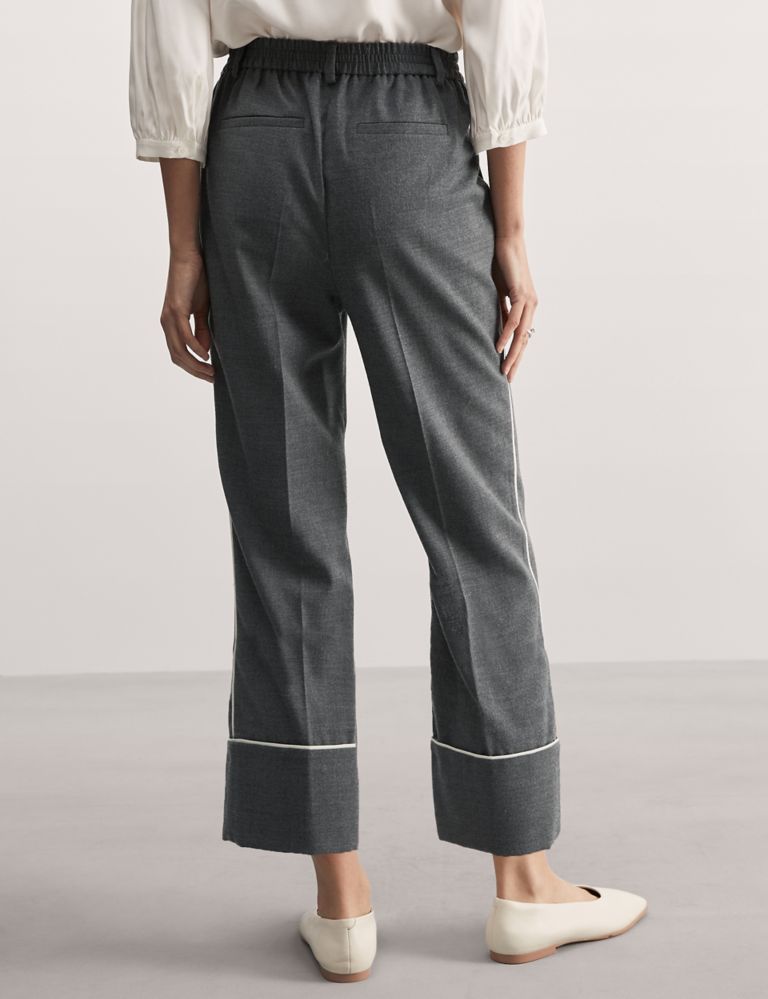 New Stylish Women's Cashmere Woolen Wide Leg Pants High Waist Trousers @