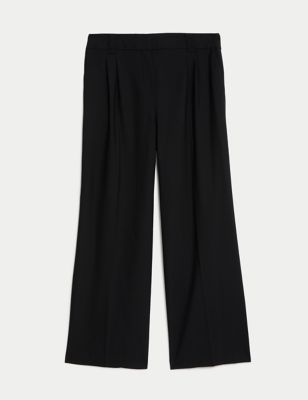 Wool Blend Wide Leg Trousers with Silk Image 2 of 7