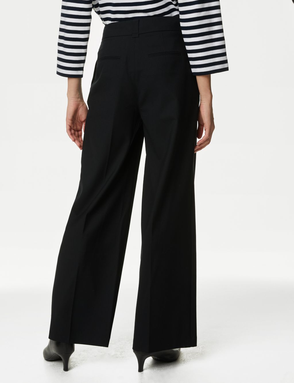 Wool Blend Wide Leg Trousers with Silk 4 of 7