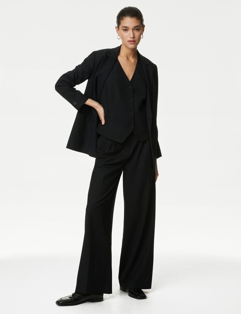 Wool Blend Wide Leg Trousers with Silk 7 of 7