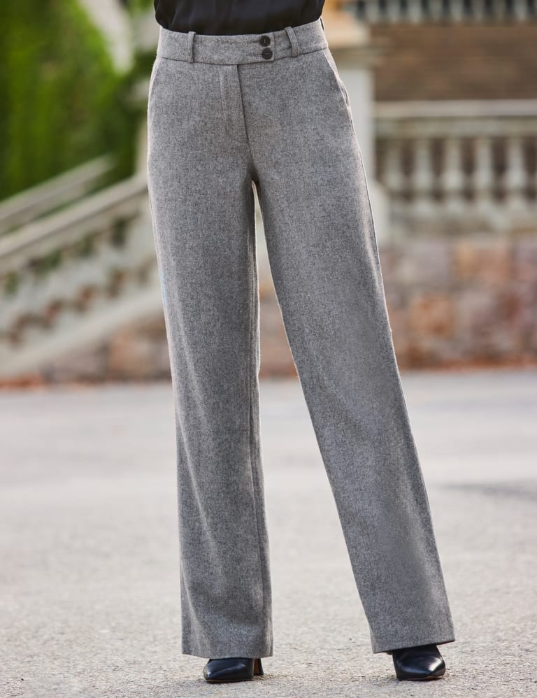 Wool Blend Wide Leg Trousers