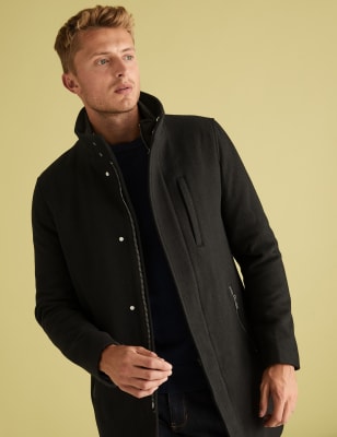 Mens wool collar clearance coat