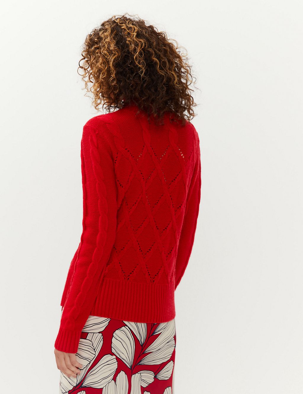 Wool Funnel Neck Cable Jumper with Cashmere 5 of 6