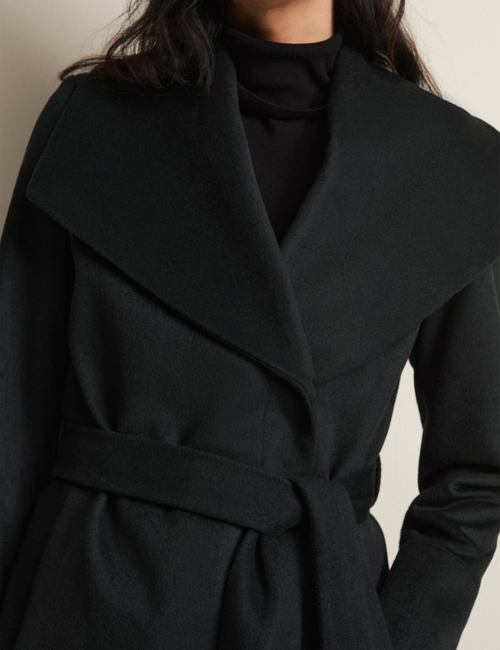 Wool Rich Belted Collared Wrap Coat 5 of 7