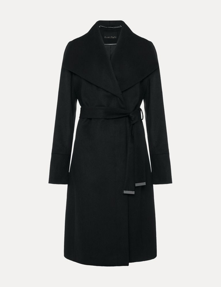 Wool Rich Belted Collared Wrap Coat 2 of 7