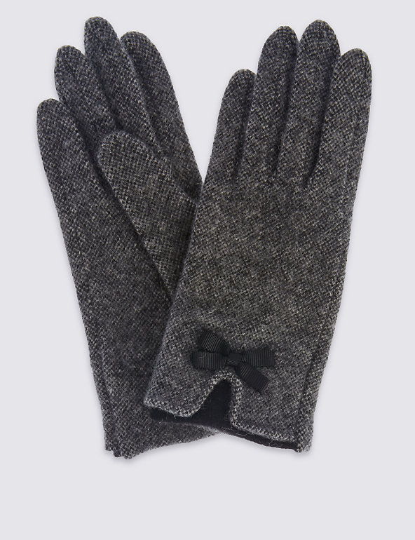Wool Rich Bow Gloves Image 1 of 2