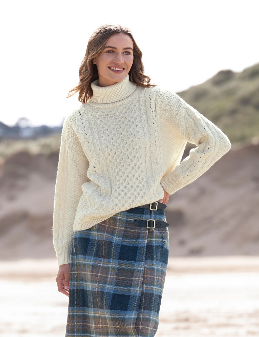 Wool Rich Cable Knit Roll Neck Jumper | Celtic & Co. | M&S