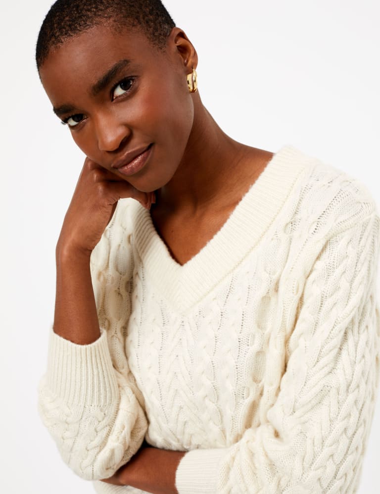 Wool Rich Cable Knit V Neck Jumper Autograph M S