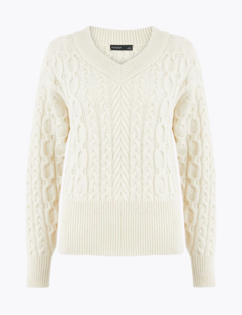 Wool Rich Cable Knit V-Neck Jumper 1 of 4