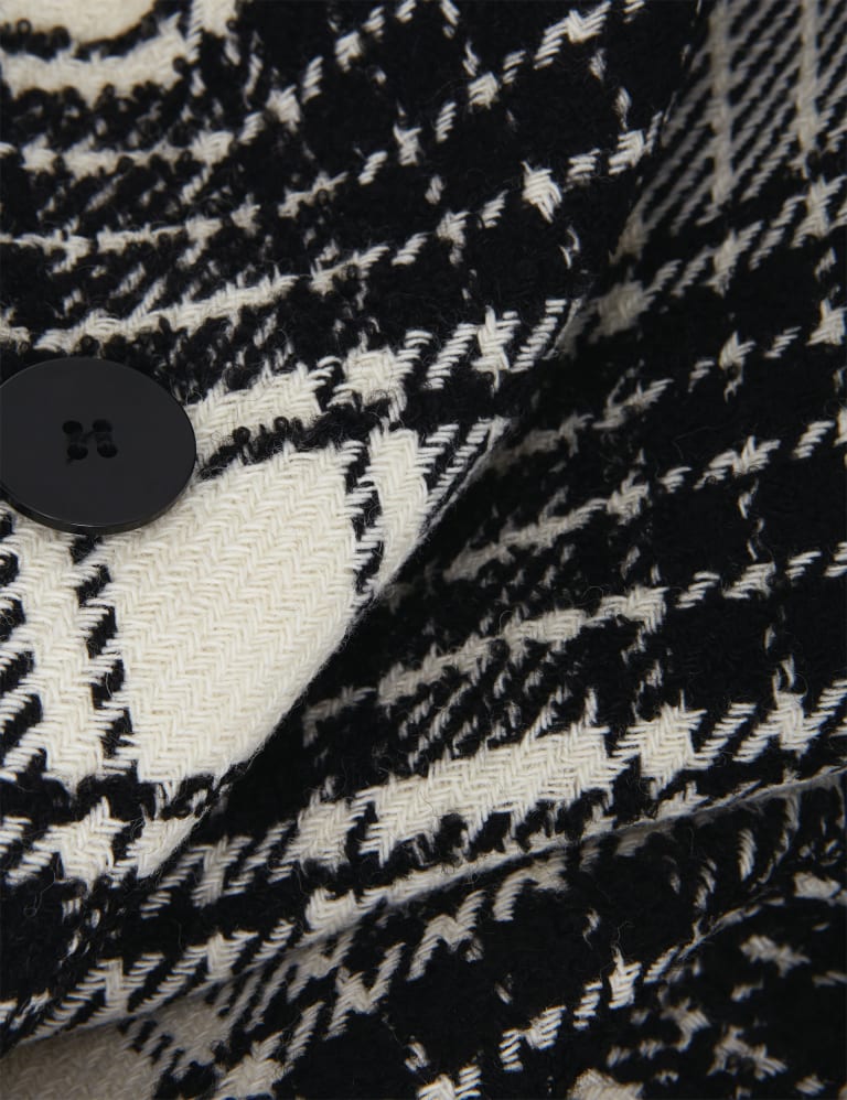 Wool Rich Checked Funnel Neck Tailored Coat HOBBS M S