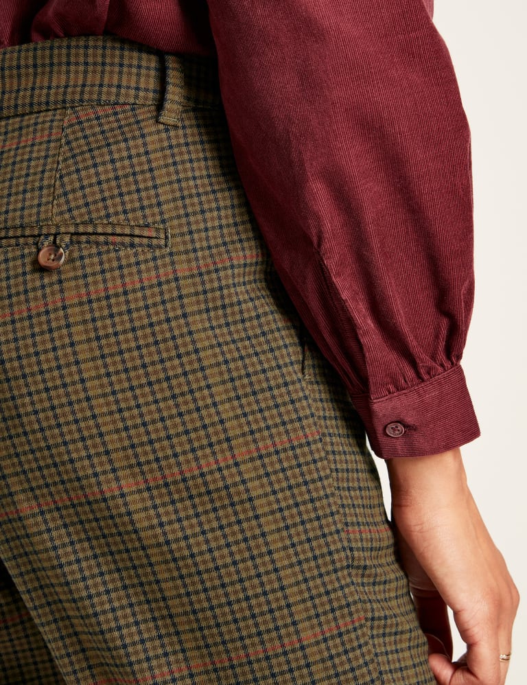 Wool Rich Checked Slim Fit Cropped Trousers Joules M S