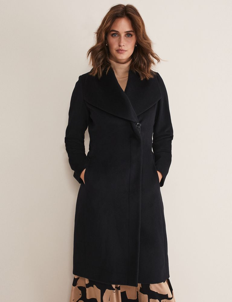 Wool Rich Collared Wrap Coat 1 of 8
