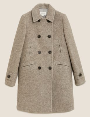 Buy Light Grey Wool Rich Double Breasted Peacoat from Next USA