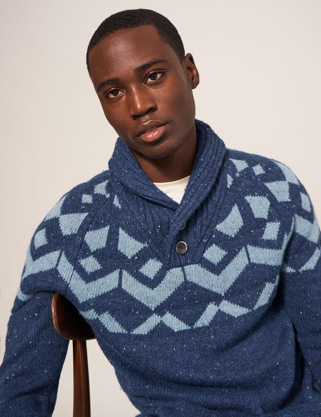 Wool Rich Fair Isle Shawl Collar Jumper White Stuff M S