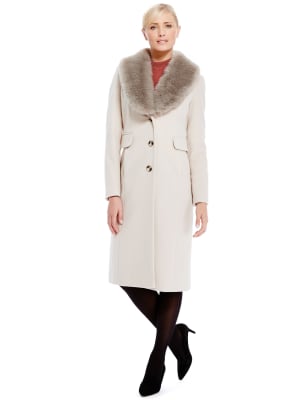 Calvin klein faux hot sale fur collar coat