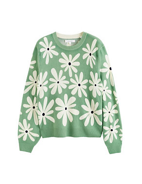 Wool Rich Floral Sweatshirt with Cashmere Image 2 of 3