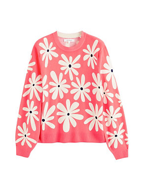 Wool Rich Floral Sweatshirt with Cashmere Image 2 of 3