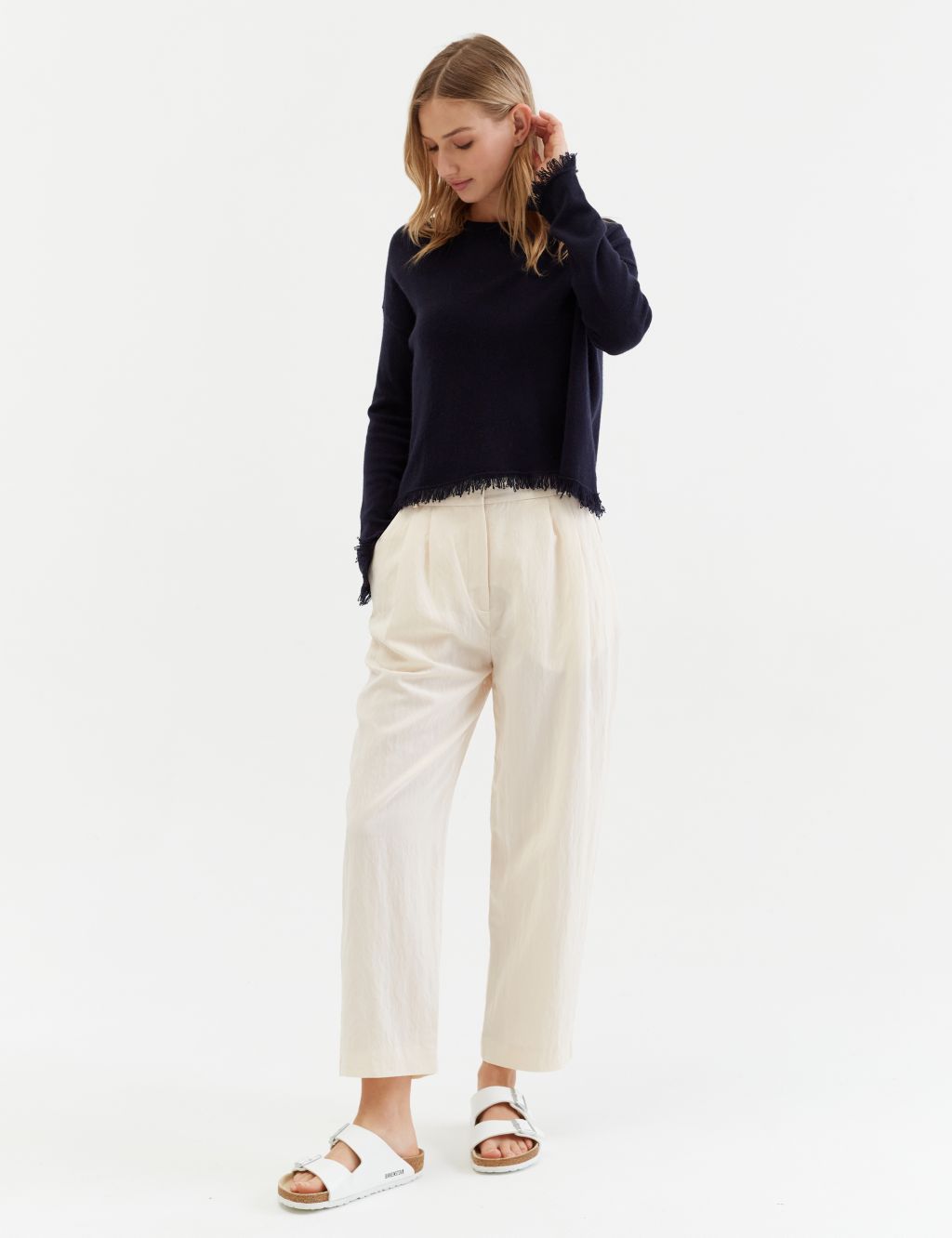 Wool Rich Fringed Jumper with Cashmere 1 of 2