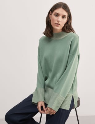 Wool Rich Funnel Neck Jumper with Cashmere JAEGER M S