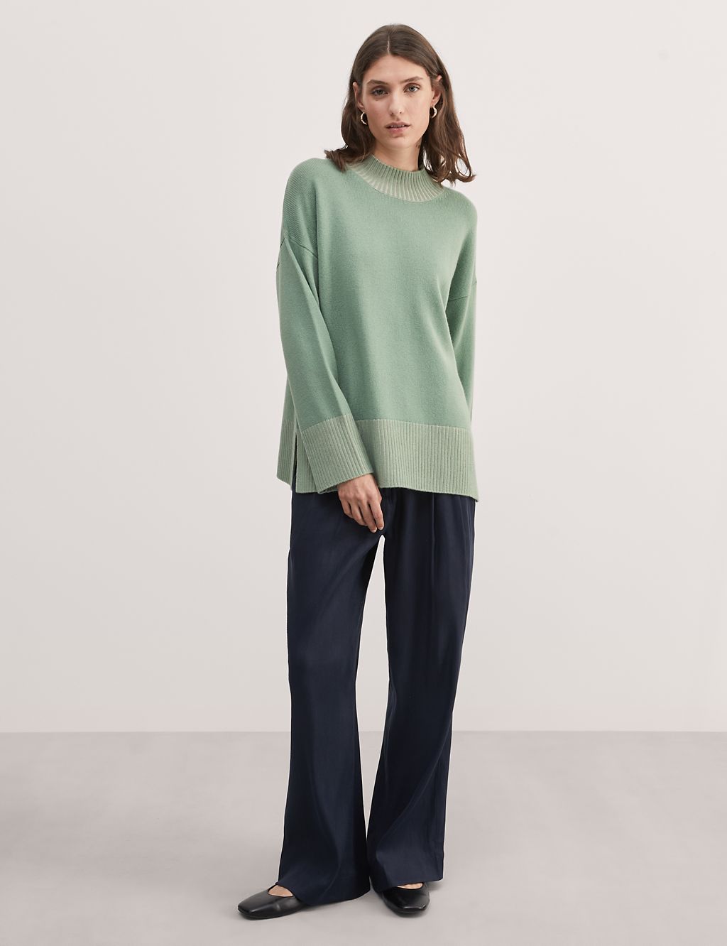 Wool Rich Funnel Neck Jumper with Cashmere 2 of 8