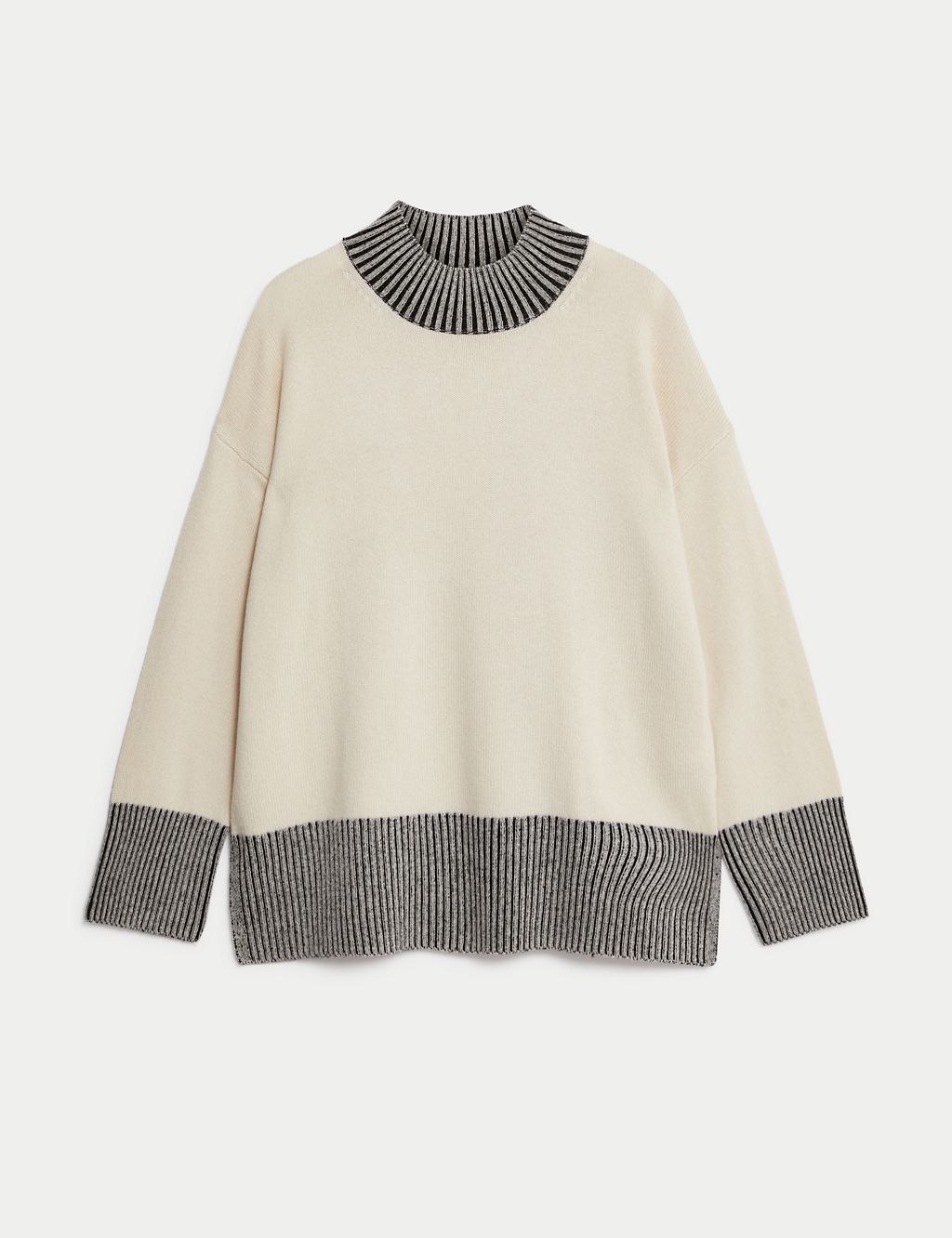 Wool Rich Funnel Neck Jumper with Cashmere 1 of 7