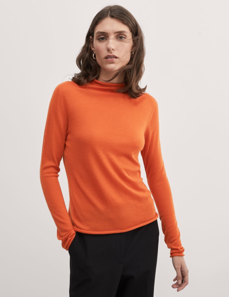 Wool Rich Funnel Neck Jumper with Cashmere