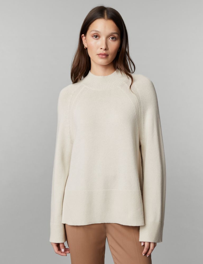 Wool Rich Funnel Neck Jumper with Cashmere | JAEGER | M&S