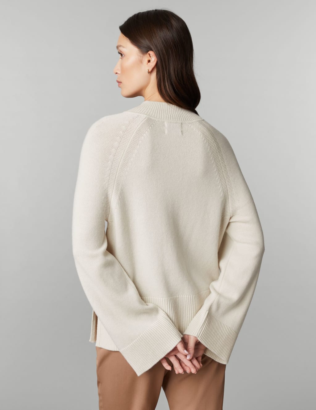 Wool Rich Funnel Neck Jumper with Cashmere JAEGER M S