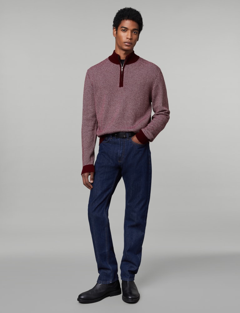 Wool Rich Half Zip Jumper with Cashmere JAEGER M S