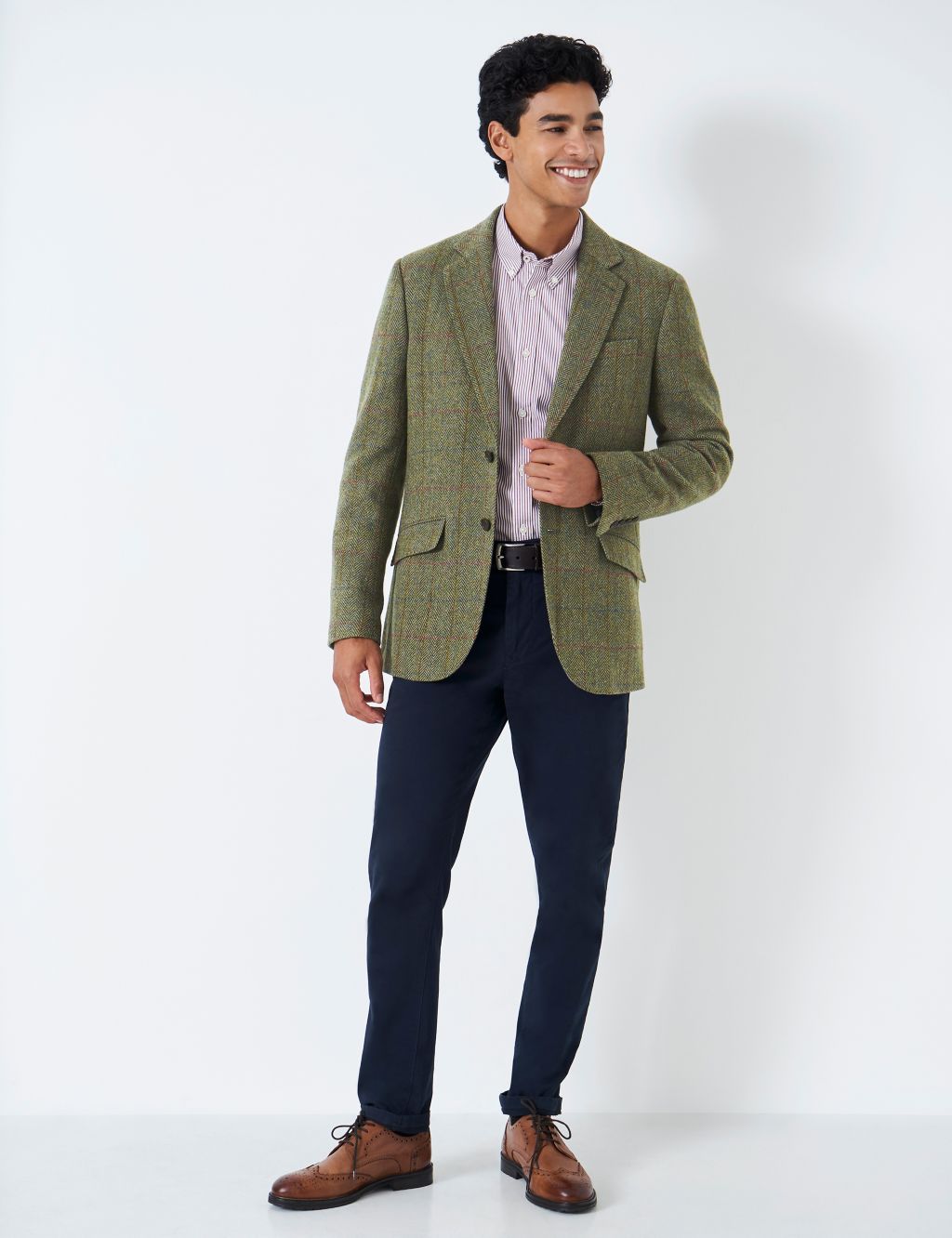 Wool Rich Herringbone Check Blazer | Crew Clothing | M&S