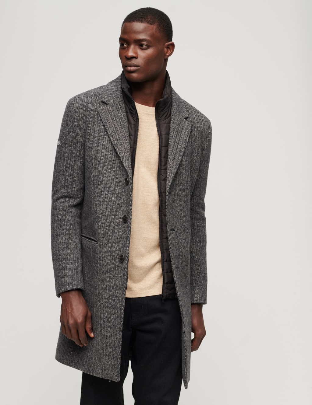 Mens herringbone deals car coat