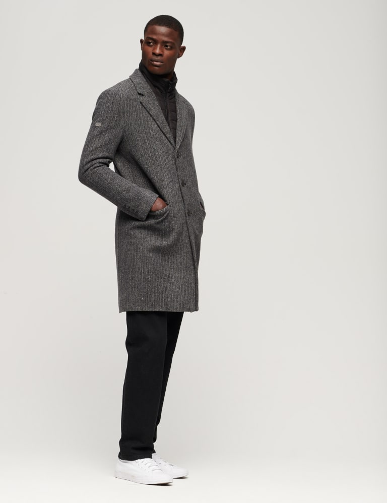 Wool Rich Padded Car Coat Superdry M S