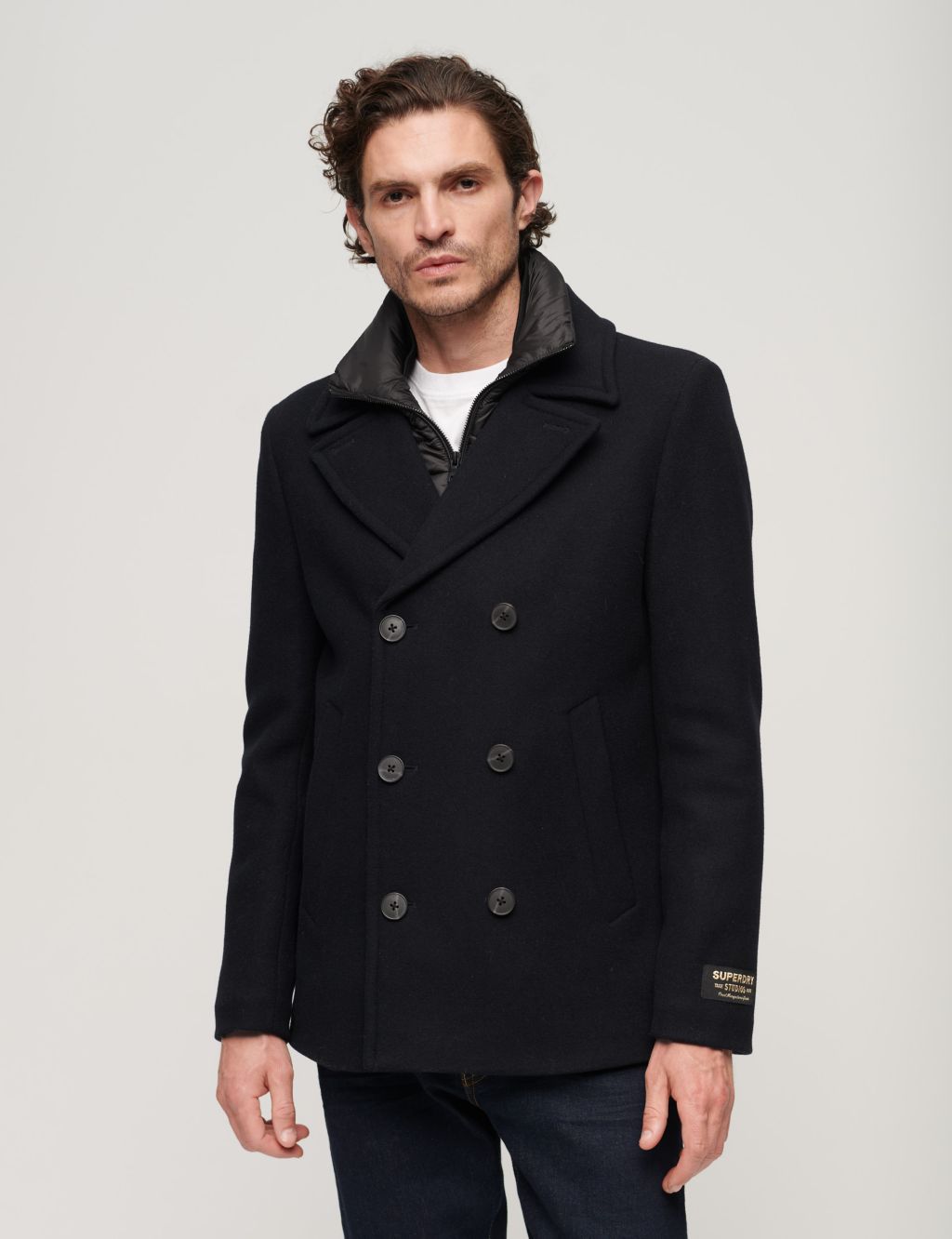 Buy Wool Rich Removable Gilet Peacoat | Superdry | M&S