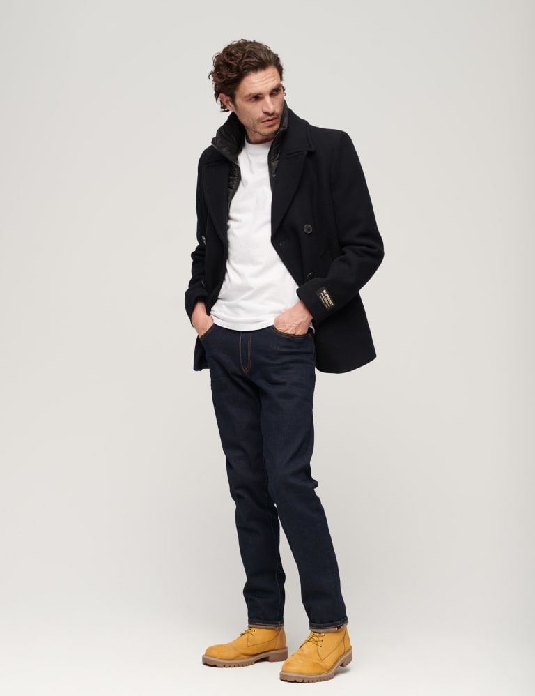 Wool Rich Removable Gilet Peacoat Superdry M S