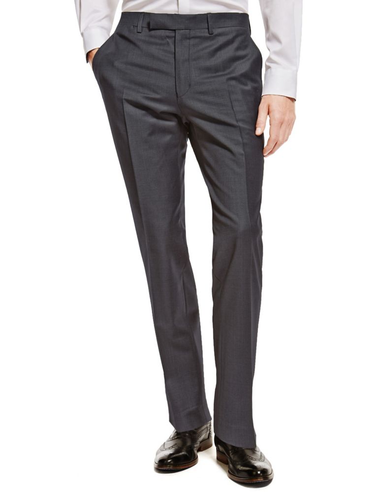 Wool Rich Slim Fit Flat Front Trousers 1 of 3