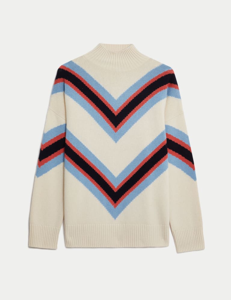 Wool Rich Striped Jumper with Cashmere JAEGER M S
