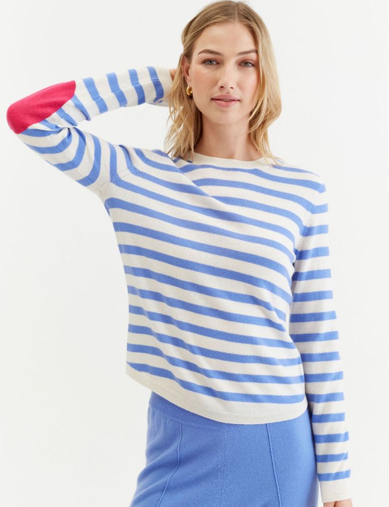 Wool Rich Striped Sweatshirt with Cashmere 1 of 5