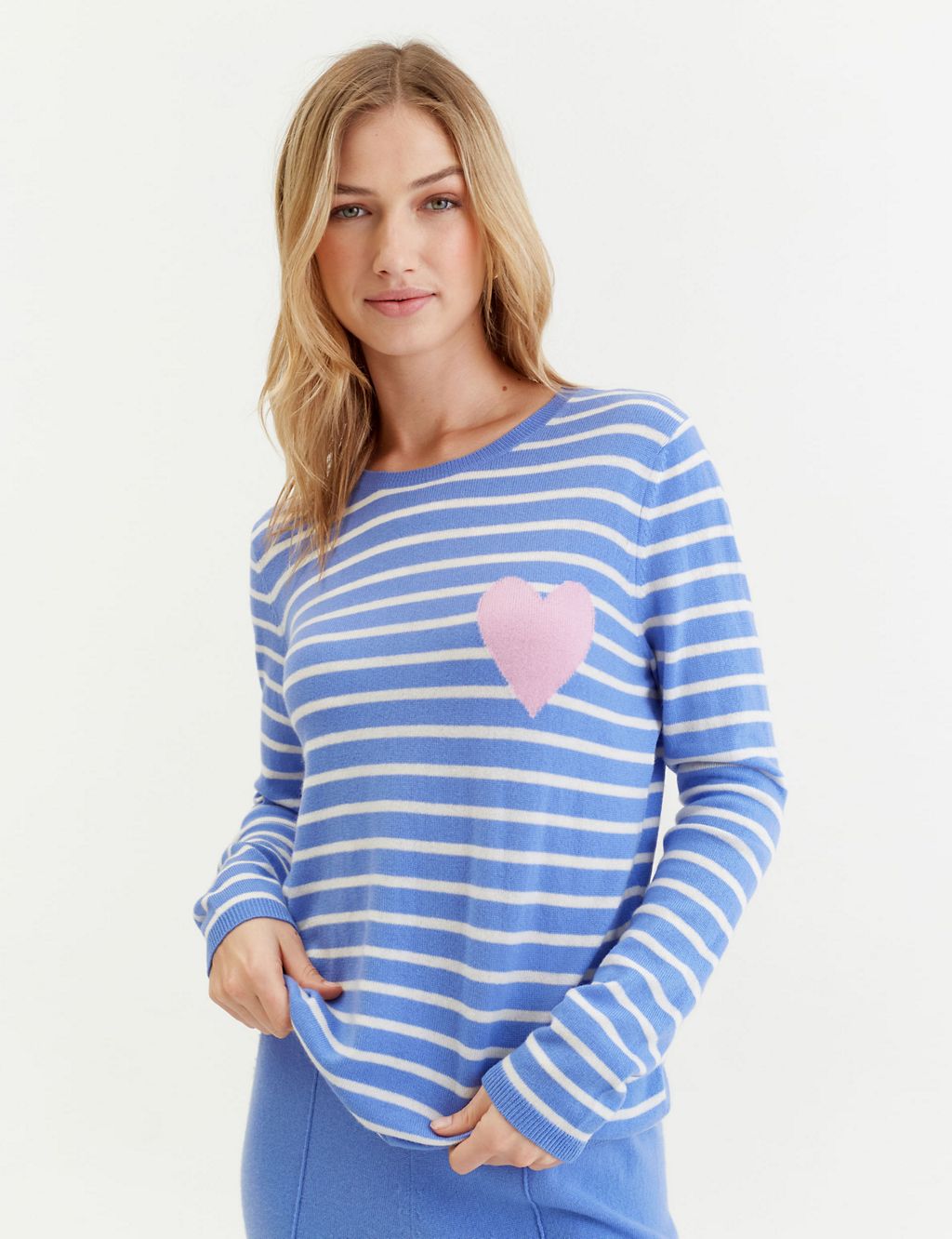 Wool Rich Striped Sweatshirt with Cashmere 3 of 4