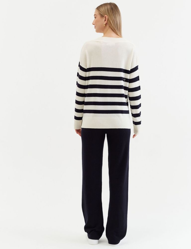 Wool Rich Striped V-Neck Sweatshirt 4 of 4